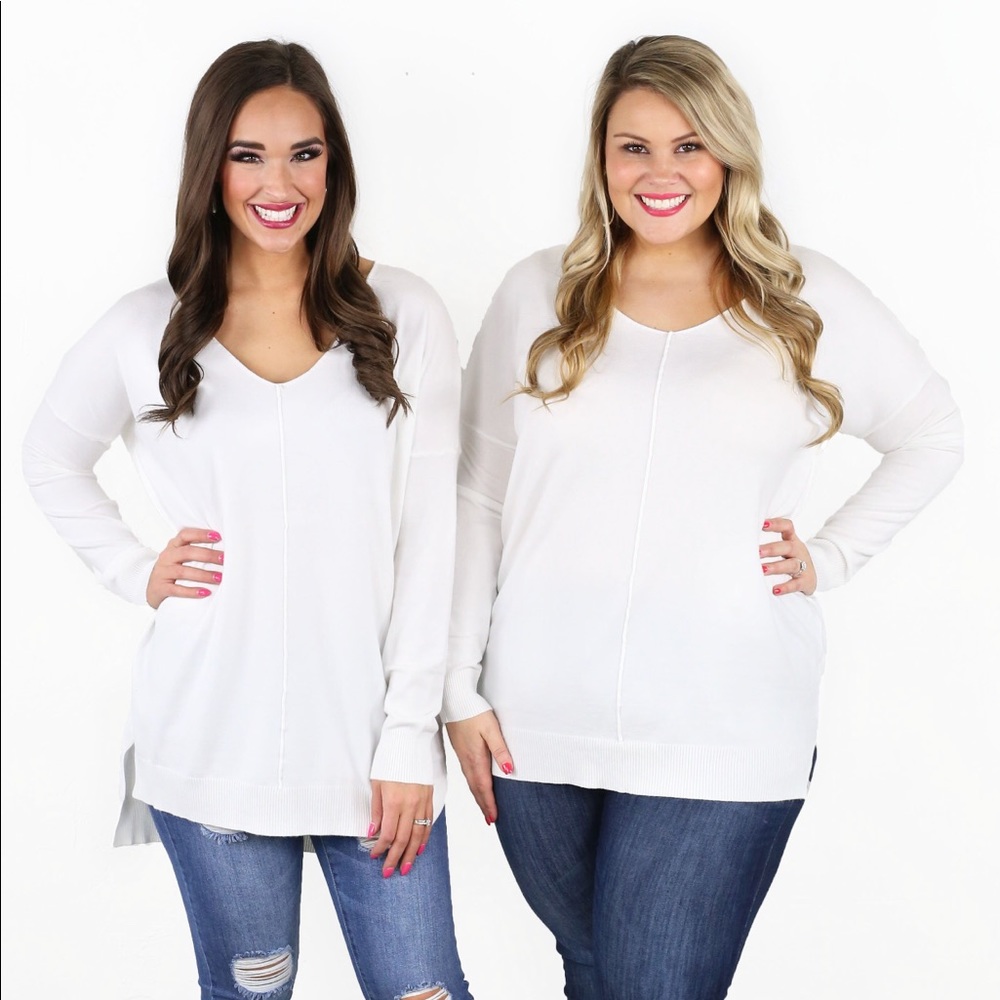 Kiki LaRue White V-Neck Butter *Becka’s Fave!” - Picture 2 of 4